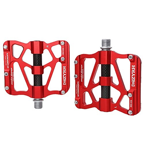Mountain Bike Pedal : ASUD Bike Bicycle Pedals, Lightweight Non-Slip Mountain Bicycle Pedals, Cycling Pedal for 9 / 16 Road Mountain BMX MTB Bike (red / gold / black / blue / green), Red