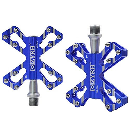 Mountain Bike Pedal : ASUD Lightweight Mountain Bike Pedals Nylon Fiber 9 / 16 Inch Flat Platform Non-Slip for Downhill and Dirt - Compatible with BMX, Road Bicycle and MTB (79 * 83 * 22mm), Blue