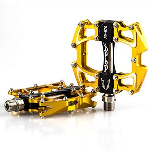 Mountain Bike Pedal : ASUD Mountain Bike Pedals, Cycling Sealed 3 Bearing Pedals Ultra Strong Colorful CNC Machined 9 / 16", Gold