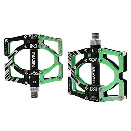 Mountain Bike Pedal : ASUD Mountain Bike Pedals, Ultra Strong Colorful CNC Machined 9 / 16" Cycling Sealed 3 Bearing Pedals(10.4 * 9.2cm), Green