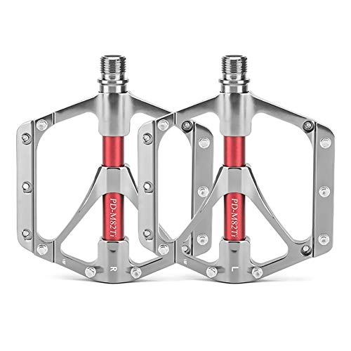 Mountain Bike Pedal : ASUD Mountain Bike Pedals, Ultra Strong Colorful CNC Machined 9 / 16" Cycling Sealed 3 Bearing Pedals, Silver
