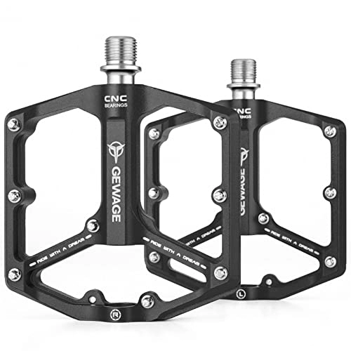 Mountain Bike Pedal : ATHERR Mountain Bike Pedal - Aluminum Alloy Bicycle Wide Platform Flat Pedals - Cycling Sealed Bearing Pedals, With Three Built-In High-Bearings