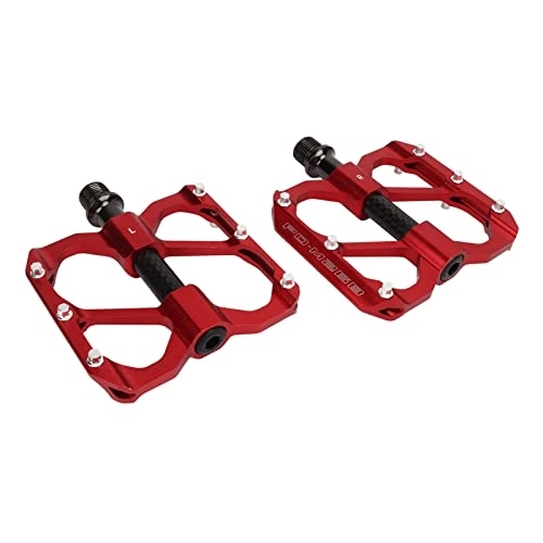 Mountain Bike Pedal : Atyhao Mountain Bike Pedals, 12 Anti Slip Nail Posts Lightweight Carbon Fiber Tube 2PCS Flat Platform Pedals for Replacement (Red)