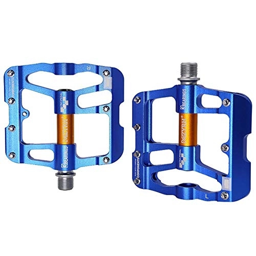 Mountain Bike Pedal : AYBAL Bike Pedals Mountain Bike Pedals New Aluminum Antiskid Durable Mountain Bike Pedals Road Bike Hybrid Pedals With Free Installation Tool (Color : Blue, Size : Free size)