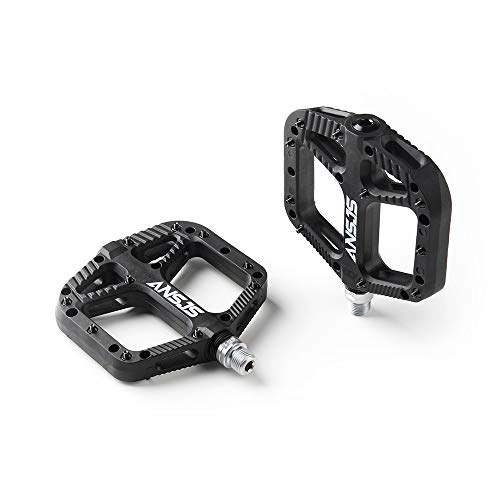Mountain Bike Pedal : AYGANG Bicycle Pedal MTB Pedals Mountain Bike Pedals Lightweight Nylon Fiber Bicycle Platform Pedals for BMX MTB 9 / 16" (Color : Black)