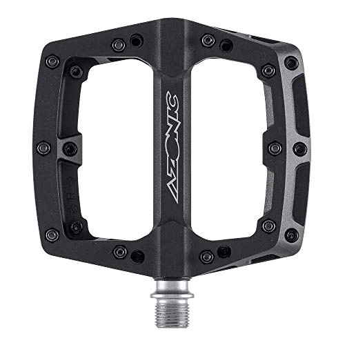 Mountain Bike Pedal : AZONIC Blaze MTB Pedals Black | Extremely Durable Bicycle Pedals Made of Fibre-Reinforced Nylon | Flat Pedal with Interchangeable Steel Pins | Suitable for Mountain Bike, E-Bike, BMX Bike etc.