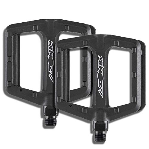 Mountain Bike Pedal : AZONIC Shoo-In MTB Pedals Black | Lightweight and Scratch-Resistant Bicycle Pedals | Flat Pedal Made of Fibreglass Reinforced Nylon | Suitable for Mountain Bike, E-Bike, BMX Bike and Much More