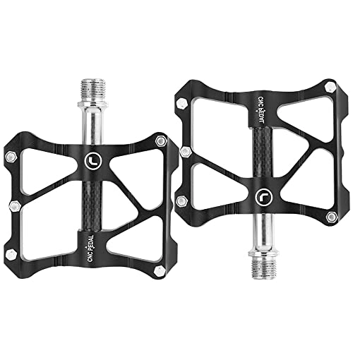 Mountain Bike Pedal : AZPINGPAN MTB Mountain Bike Pedals丨9 / 16 Inch Aluminum Alloy Bicycle Flat Pedals Non-Slip For Road Bikes, Bike Accessories With Metal Texture Cycling Sealed Bearing Pedals (Black)