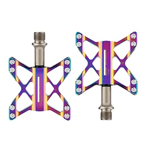 Mountain Bike Pedal : AZPINGPAN Plating Color Bicycle Pedals丨9 / 16 Inch Butterfly Type Chrome-molybdenum Steel Shaft Bearing Forest Seal Non-slip Mountain Bike Pedals丨lightweight Design With Stainless Steel Cleats