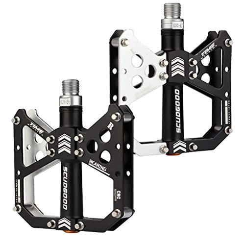 Mountain Bike Pedal : B Baosity Mountain Bike Pedals Aluminum Alloy Cycling Sealed Bearing Flat Platform Pedals with Anti-Skid Pins Lightweight Bike Accessories - Silver
