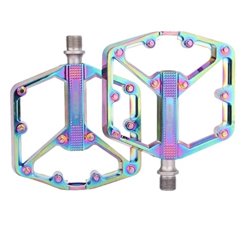Mountain Bike Pedal : BAFAFA Bicycle All Aluminium Alloy Wider Tread CNC Machined Lightweight Lubrication Easy to Install for Mountain Bike pedal (Color : Dazzle)