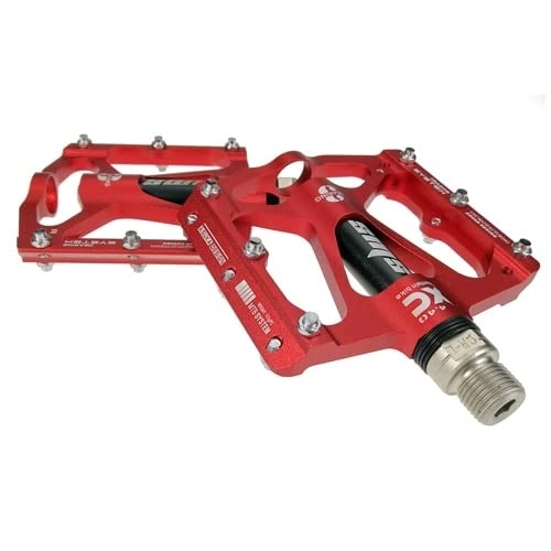 Mountain Bike Pedal : BAIHOGI Alloy MTB Bike Pedals Ultralight 3 Sealed Bearing Road Mountain Flat Bicycle Pedals Cycling Wide Platform footrest (Color : Red)