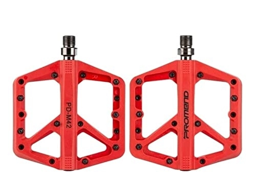Mountain Bike Pedal : BAIHOGI Bicycle Mountain Bike Pedals Ultralight Seal Bearings M42 Nylon Flat Platform Anti-Slip for MTB Road Cycling Accessorie (Color : Red)