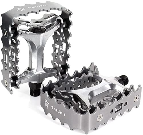 Mountain Bike Pedal : BAIHOGI Bicycle Pedals Bike Pedals Aluminum Alloy 9 / 16" Inch Pedals for Bikes Mountain Bikes Road Bicycles Platform Pedals (Color : Silver)