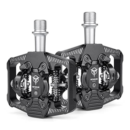 Mountain Bike Pedal : BAIHOGI Double-sided Clip Pedals MTB Pedals Cycling Pedals with Cleats Replacement For SPD Mountain Bicycle Pedal System Bike speedplay (Color : Black)