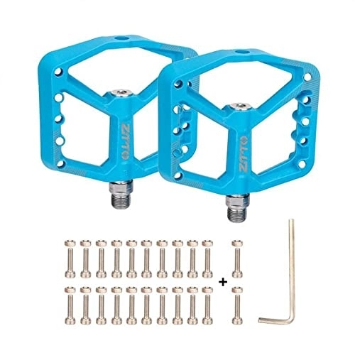 Mountain Bike Pedal : BAIHOGI Flat Bicycle Pedals MTB Road 3 Sealed Bearings Mountain Bike Pedal Wide Platform Pedales Bicicleta Bike Accessories Parts (Color : Blue Pedals)