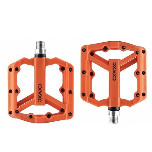 Mountain Bike Pedal : BAIHOGI Flat MTB Pedals Nylon Bicycle Pedal Bmx Mountain Bike Platform Pedals 3 Sealed Bearings Cycling Pedals For Bicycle (Color : Orange)