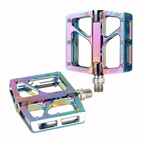 Mountain Bike Pedal : BAIHOGI Mtb Pedals Bicycle Flat Pedal Platform Pedalier Mountain Bike Footrest 3 Bearings Aluminum Paddle Cycling Pedalen Grip (Color : F20 Colorful)