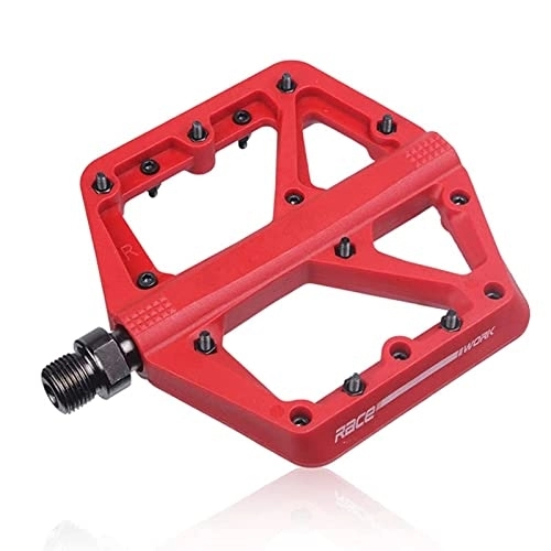 Mountain Bike Pedal : BAIHOGI Racework Bicycle Pedals Mtb Nylon Platform Footrest Flat Mountain Bike Paddle Grip Pedalen Bearings Footboards Cycling Foot Hold (Color : Red)