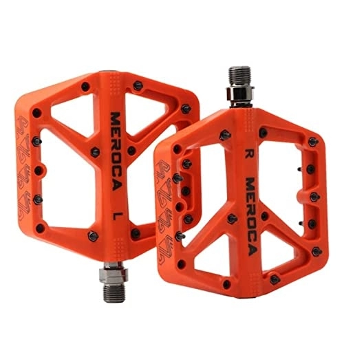 Mountain Bike Pedal : BAIHOGI Ultralight Mountain Bike Pedals Nylon Seal Bearings Pedal Wide Platform Non-slip for MTB Road Bicycle Parts Accessories (Color : Orange)