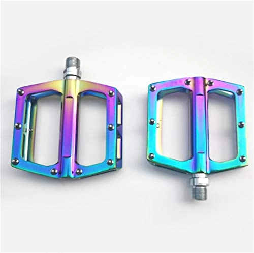 Mountain Bike Pedal : BAODI Bicycle Pedals Bicycle Components Flat Pedal Bicycle Pedals Ultralight Aluminum Alloy Bearing Mountain Bike Pedal Non-Slip Rainbow Pedals Bike Parts