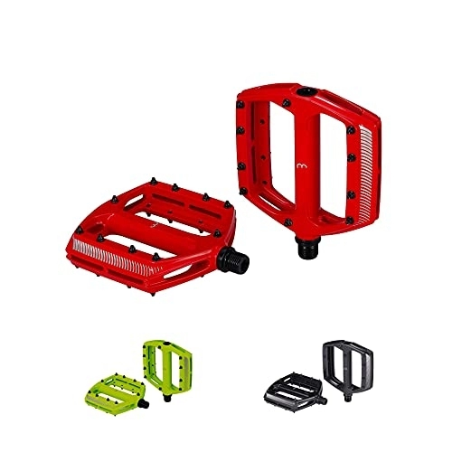 Mountain Bike Pedal : BBB Cycling Mountain Bike Pedals Flat 9 / 16" I MTB Pedals With Removable Grip Pins And Large Aluminium Platform I Black / Red / Neon I CoolRide BPD-36