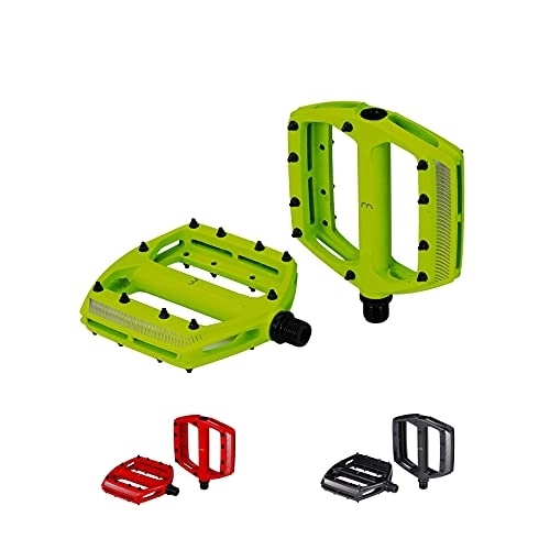 Mountain Bike Pedal : Bbb Cycling Mountain Bike Pedals Flat Black / Red / Neon Yellow 9 / 16" with Removable Grip Pins and Large Aluminium Platform CoolRide BPD-36, One Size