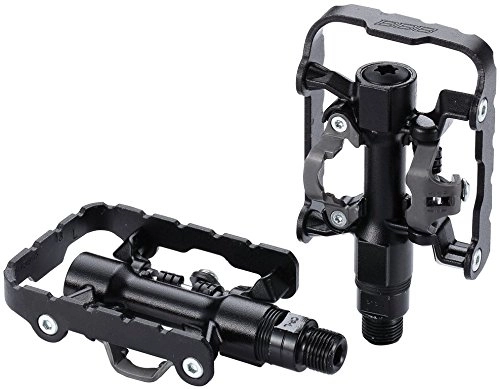 Mountain Bike Pedal : Bbb Cycling MTB Bike Dual Platform Pedals with Cleats SPD & Flat 9 / 16" Durable Aluminium Cage Adjustable Tension E Urban E-Road DualChoice BPD-23, Black, One Size