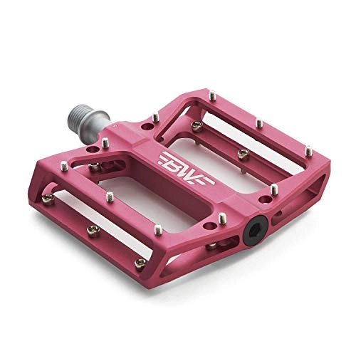 Mountain Bike Pedal : BC Bicycle Company Lightweight Aluminum Bike Pedals by Great for MTB, BMX, Downhill - Wide Flat Platform with Removable Grip Pins - 9 / 16 Cr-Mo Spindle - Pink