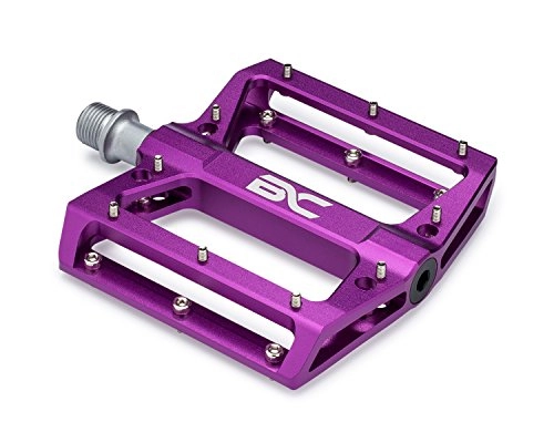 Mountain Bike Pedal : BC Bicycle Company Lightweight Aluminum Bike Pedals by Great for MTB, BMX, Downhill - Wide Flat Platform with Removable Grip Pins - 9 / 16 Cr-Mo Spindle - Purple