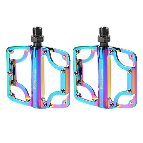 Mountain Bike Pedal : Bearing Pedal Aluminum Alloy Mountain Bike Pedals Colorful 10cm Wide Tread Reduce Riding Resistance Double-sided Non-slip High-density Sealing Waterproof Dustproof For Mountain Bike Road Bike