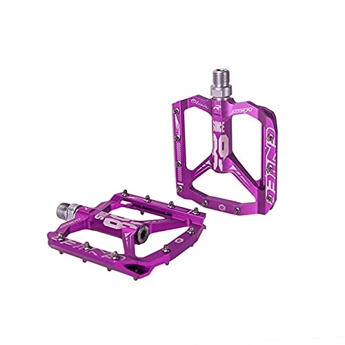 Mountain Bike Pedal : Bearing Ultralight Mountain Bike MTB CNC Aluminum Alloy Bicycle Pedal DU Bearings Anti-slip Bicycle Pedals Bicycle Parts Non-slip (Color : Purple)