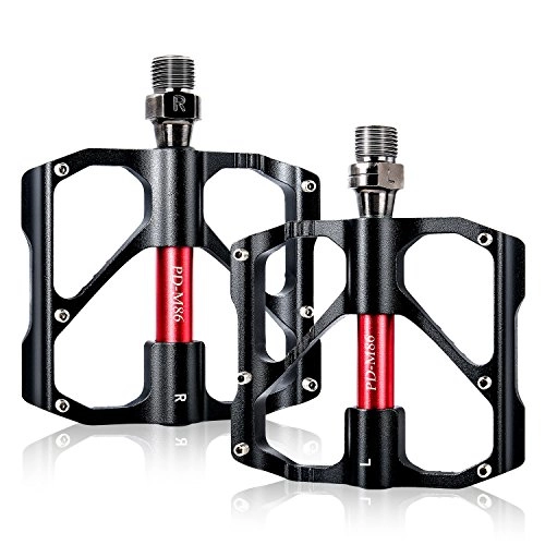 Mountain Bike Pedal : Beautystar bicicyle pedals MTB BMX alloy aluminium pedals with ultra light 155g platform pedals with anti-slip pedal for mountain bike, road bike, city bike (set of 2), black
