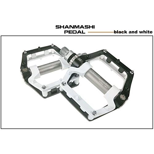 Mountain Bike Pedal : Belleashy Bike Pedals Mountain Bike Pedals 1 Pair Aluminum Alloy Antiskid Durable Bike Pedals Surface For Road BMX MTB Bike 5 Colors (SMS-181) for Cycling (Color : Black white)