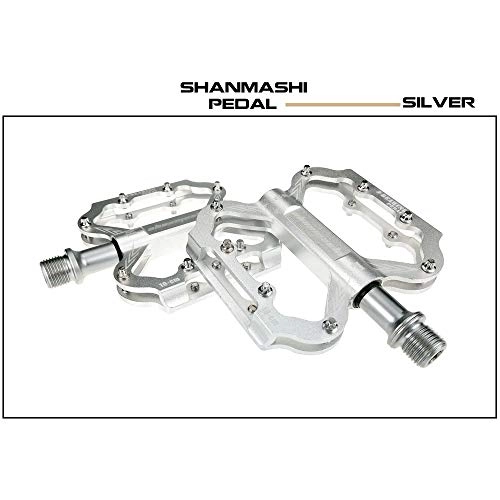 Mountain Bike Pedal : Belleashy Bike Pedals Mountain Bike Pedals 1 Pair Aluminum Alloy Antiskid Durable Bike Pedals Surface For Road BMX MTB Bike 6 Colors (SMS-331) for Cycling (Color : Silver)