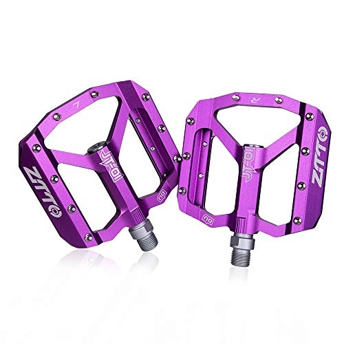 Mountain Bike Pedal : BGGPX MTB Road Bike Ultralight Sealed Pedals CNC Cycling Part Alloy DH XC Hollow Anti-slip Bearings / Fit For Du System Mountain 12mm Axle (Color : JT01 Purple)