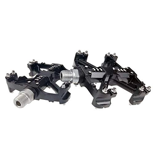 Mountain Bike Pedal : BGROESTWB Bike Pedals Bicycle Platform Mountain Bike Pedals 1 Pair Aluminum Alloy Antiskid Durable Bike Pedals Surface For Road MTB Bike 4 Colors (SMS-B52) Hybrid Pedal (Color : Black)