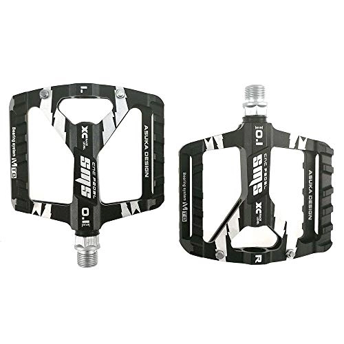 Mountain Bike Pedal : BGROESTWB Bike Pedals Bicycle Platform Mountain Bike Pedals 1 Pair Aluminum Alloy Antiskid Durable Bike Pedals Surface For Road MTB Bike 6 Colors (SMS-0.1) Hybrid Pedal (Color : Black)