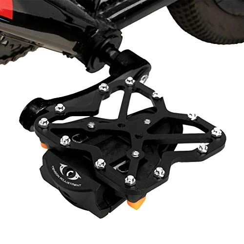 Mountain Bike Pedal : Bicycle pedal 2 PCS, Clipless Adapter Bike Pedal Adapters + 2 PCS SPD-SL Cleats Set Bicycle Pedals Platform Adapters with Road Cleat, Size: Large(Black) (Color : Black)