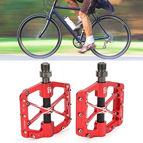 Mountain Bike Pedal : Bicycle Pedal, 2 pcs Mountain Bike 3 Bearing CNC Aluminum Alloy Pedal Durable Bicycle Accessories(4.4 x 3.6 x 0.7inch) (Red)