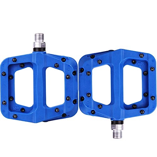 Mountain Bike Pedal : Bicycle Pedal 3 Palin Bearing Mountain Bike Pedal Road Bike Bicycle Accessories And Equipment Platform Bicycle Flat Alloy Pedals (Color : Blue)