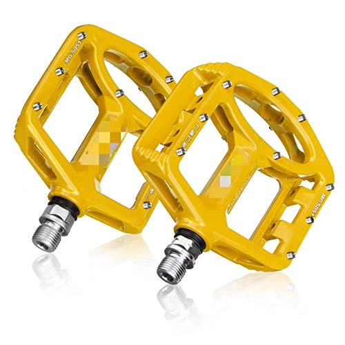 Mountain Bike Pedal : Bicycle Pedal 9 / 16'' Magnesium-alloy Mountain Bike Pedals Flat Sealed Cycling Bicycle Pedals For Mountain BMX Road Accessories Bicycles (Size:101 * 93 * 32mm; Color:Yellow)
