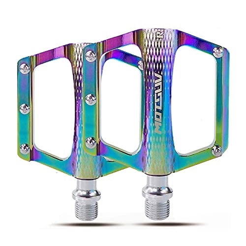 Mountain Bike Pedal : Bicycle pedal aluminium alloy Nonslip DU Bearing Ultralight MTB Mountain Road Bike Pedal M14*1.25mm Cyclig Components Parts (Multicolor)