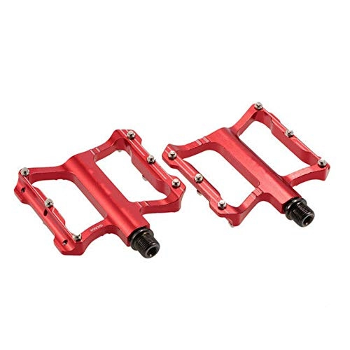 Mountain Bike Pedal : Bicycle Pedal Aluminum Antiskid Bike Pedals For MTB Sealed Bearing Flat Platform For Mountain BMX Road Accessories Bicycles (Size:84 * 99 * 16mm; Color:Red)