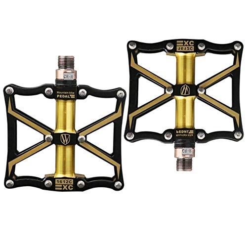 Mountain Bike Pedal : Bicycle Pedal Anti-Skid Bearing Aluminum Alloy Palin Mountain Bike Pedal Riding Pedals Easy Installation (Color : Black)