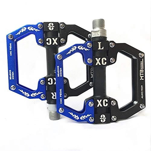 Mountain Bike Pedal : Bicycle Pedal Anti-Skid Bearing Aluminum Alloy Palin Mountain Bike Pedal Riding Pedals Easy Installation (Color : Blue)