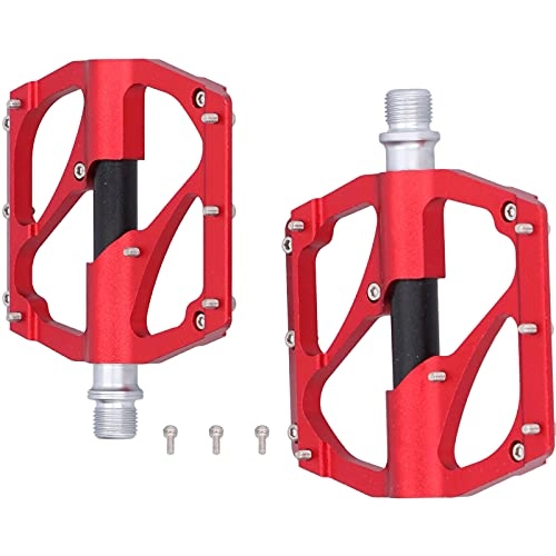 Mountain Bike Pedal : Bicycle Pedal, Anti‑Slide Aluminium Alloy Widen High Speed Bearing Pedal Mountain Waterproof Bike Accessories(red)