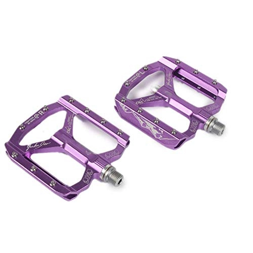 Mountain Bike Pedal : Bicycle Pedal Bearing Universal Road Mountain Bike Pedal Aluminum Alloy Anti-Skid Pedal Bicycle Accessories Bicycle Pedal Mountain Bike Replacement Accesories (Color : Purple)
