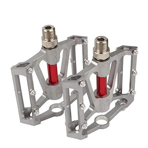 Mountain Bike Pedal : Bicycle Pedal Bearing Universal Road Mountain Bike Pedal Aluminum Alloy Anti-Skid Pedal Bicycle Accessories Easy Installation (Color : Silver)