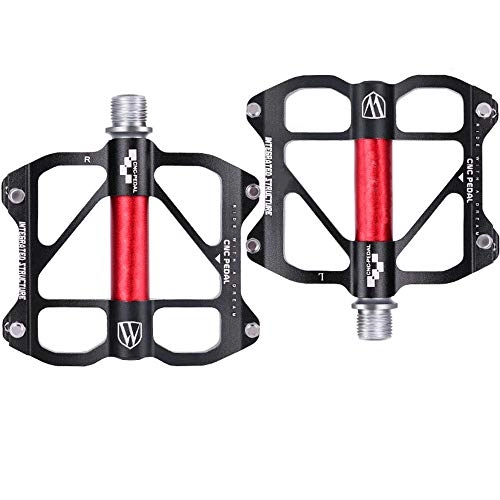 Mountain Bike Pedal : Bicycle pedal Bicycle Pedal Light Aluminum Mountain Bike Road Bike Fixed Gear Bicycle Sealed Bearing Pedal Non-Slip Durable (Color : Black)